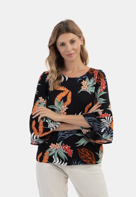 usha Blouse shirt qisha Dames Zwart Veelkleurig - Image 3