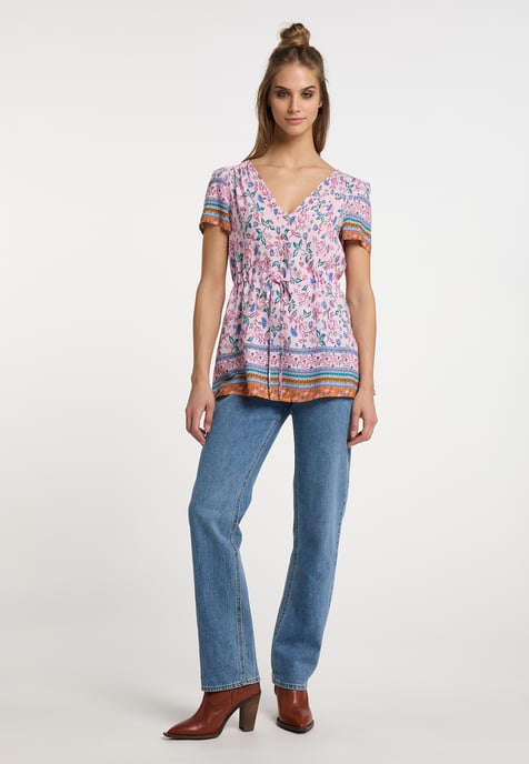 usha blouse met korte mouwen Dames Roze Veelkleurig - Image 2