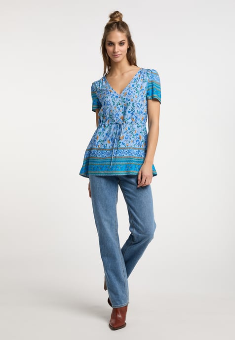 usha blouse met korte mouwen Dames Lichtblauw Veelkleurig - Image 2