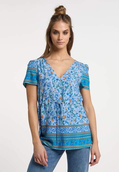 usha blouse met korte mouwen Dames Lichtblauw Veelkleurig - Image 3