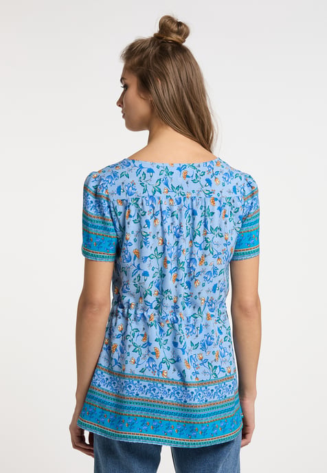 usha blouse met korte mouwen Dames Lichtblauw Veelkleurig - Image 4