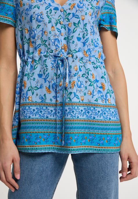 usha blouse met korte mouwen Dames Lichtblauw Veelkleurig - Image 5