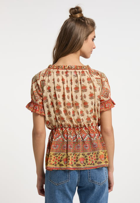 usha Blouseshirt met ruchemouwen Dames Oranje Veelkleurig - Image 4