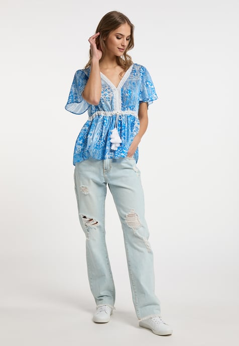 IZIA Blouse Dames blauw wit - Image 2