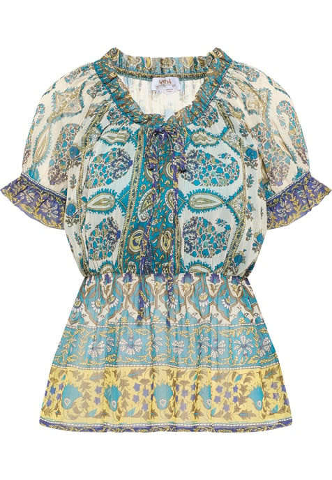 usha Blouseshirt met ruchemouwen Dames Blauw Veelkleurig - Image 1