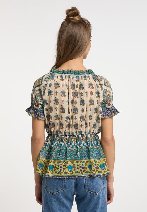 usha Blouseshirt met ruchemouwen Dames Blauw Veelkleurig - Image 4