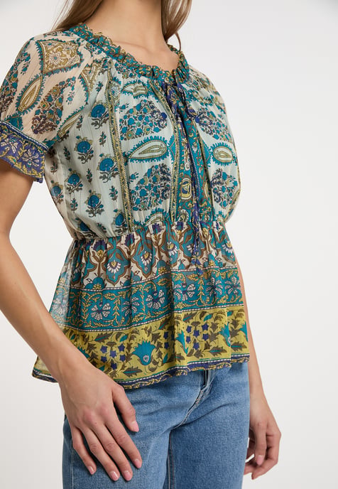 usha Blouseshirt met ruchemouwen Dames Blauw Veelkleurig - Image 5