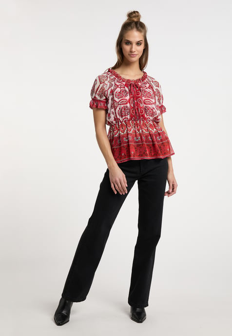 usha Blouseshirt met ruchemouwen Dames Rood Veelkleurig - Image 2