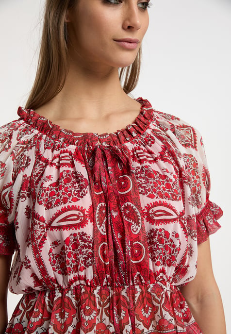 usha Blouseshirt met ruchemouwen Dames Rood Veelkleurig - Image 5