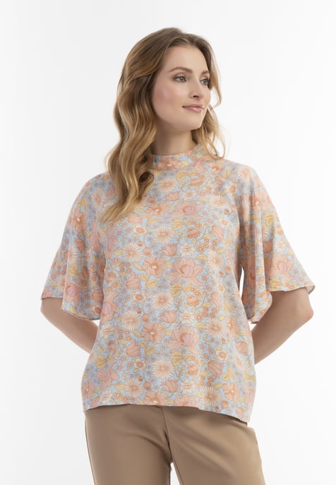 usha blouse met korte mouwen Dames Blauw Veelkleurig - Image 3