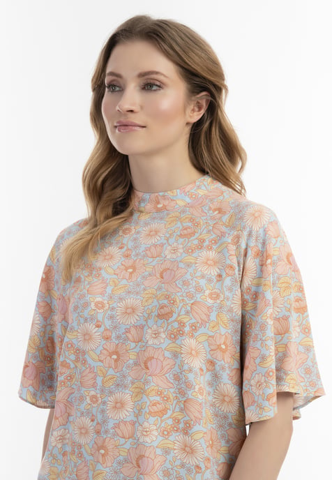 usha blouse met korte mouwen Dames Blauw Veelkleurig - Image 5