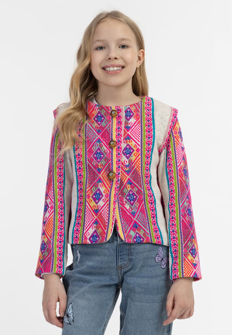 IZIA Jas Meisje Veelkleurig roze etnisch patroon - Image 3