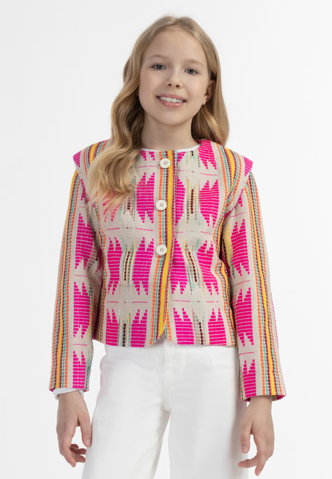 IZIA Jas Meisje Roze Inca-patroon - Image 3