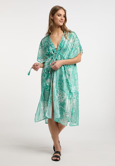 IZIA Kimono Dames Groen Wit - Image 2