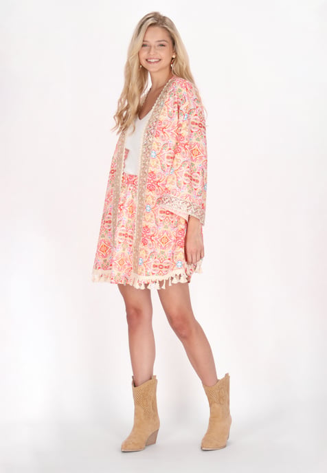 IZIA Kimono Dames Roze Veelkleurig - Image 2