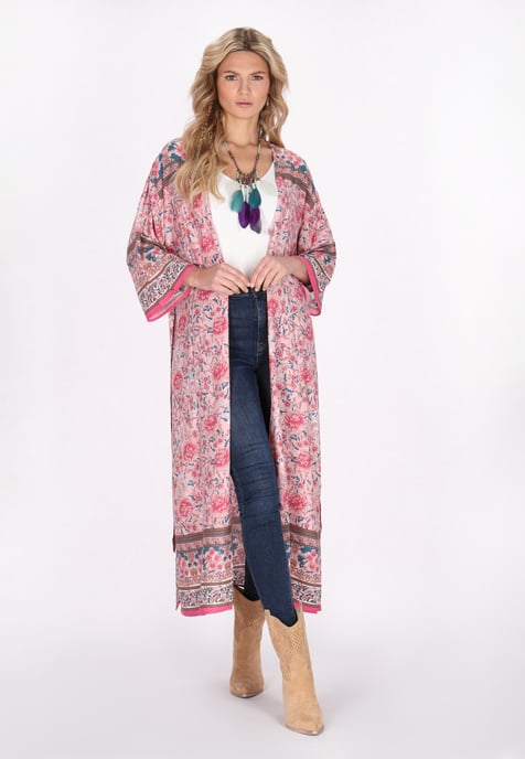 usha Kimono vrouwen lichtroze veelkleurig - Image 2