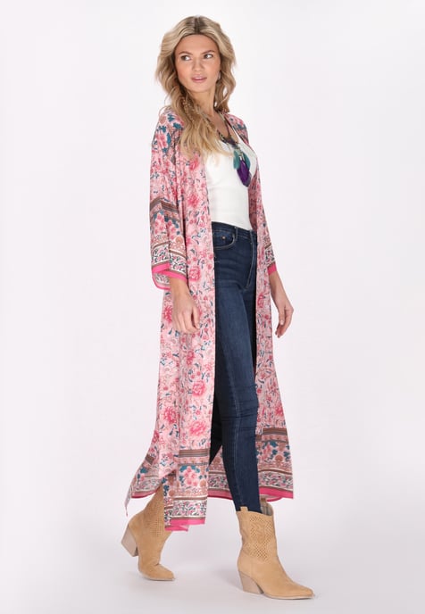 usha Kimono vrouwen lichtroze veelkleurig - Image 3