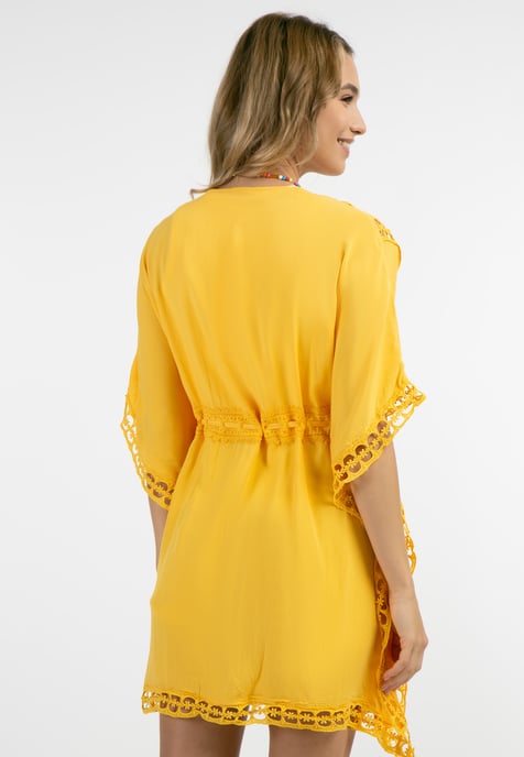 IZIA Kimono met gaatjeskant Dames geel - Image 4