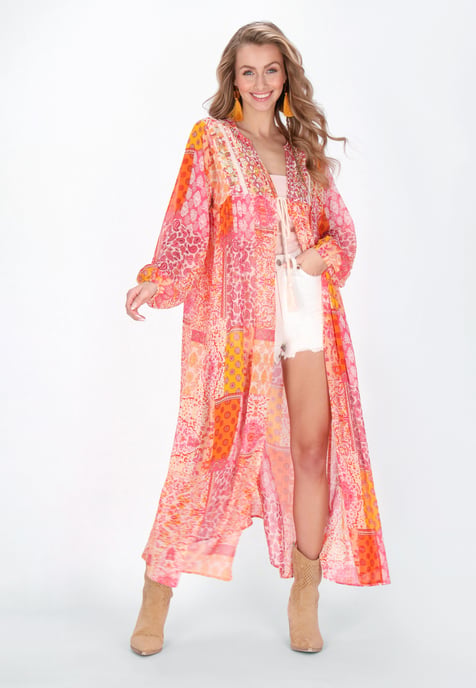 IZIA Kimono vrouwen oranje veelkleurig - Image 2