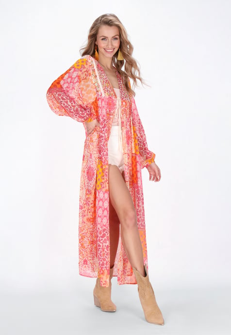IZIA Kimono vrouwen oranje veelkleurig - Image 3