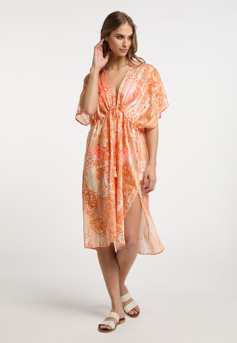 IZIA Kimono Dames Oranje Wit - Image 3