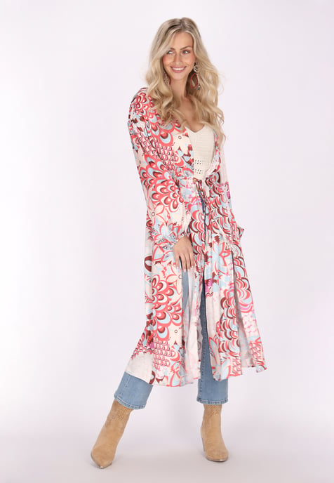 IZIA Kimono Dames Rood Veelkleurig - Image 2