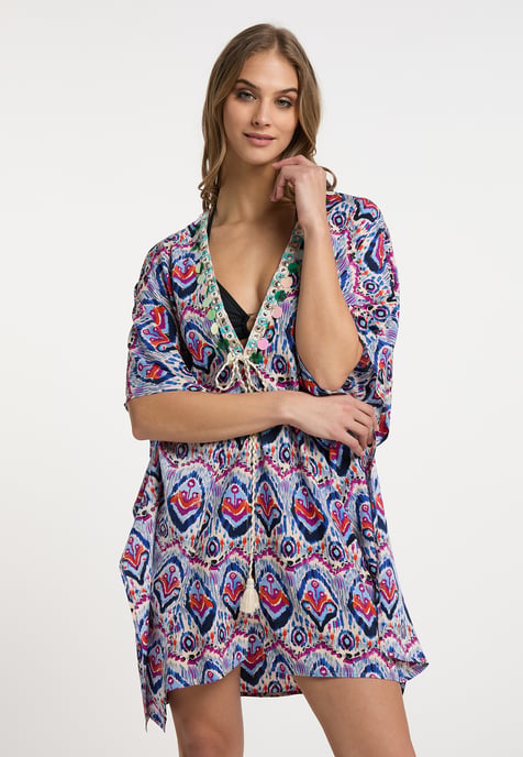 IZIA Kimono Dames Blauw Veelkleurig - Image 3