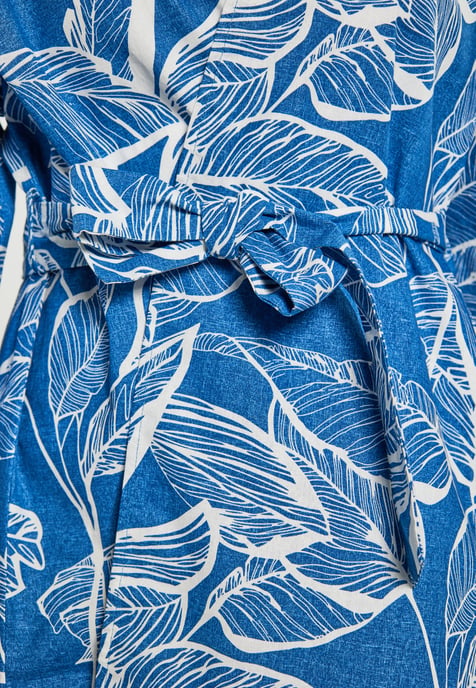 usha Kimono Dames Blauw wol wit - Image 5