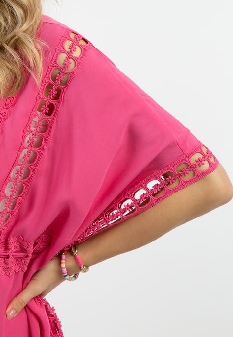 IZIA Kimono met gaatjeskant Dames roze - Image 5