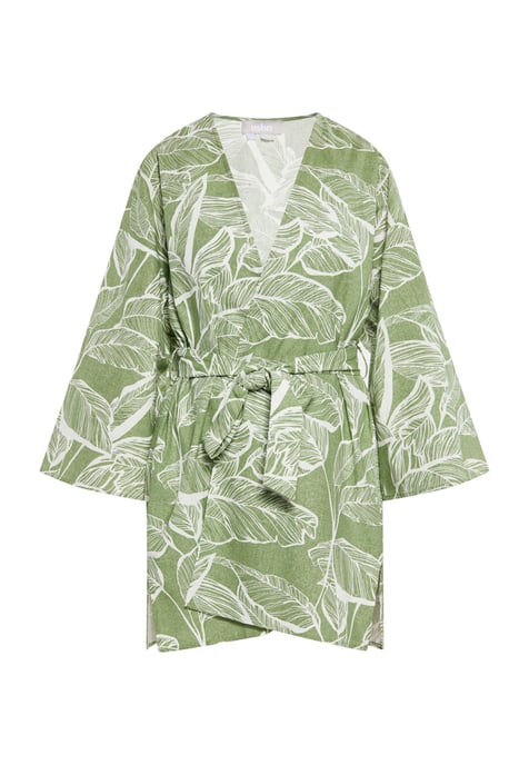 usha Kimono Dames Groen gebroken wit - Image 1