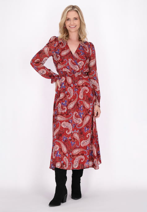 usha Jurk Dames Rood Veelkleurig - Image 3