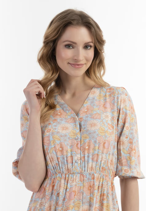 usha midi-jurk Dames Blauw Veelkleurig - Image 3