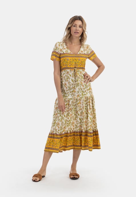 usha Zomerjurk Dames Wol Wit Veelkleurig - Image 4