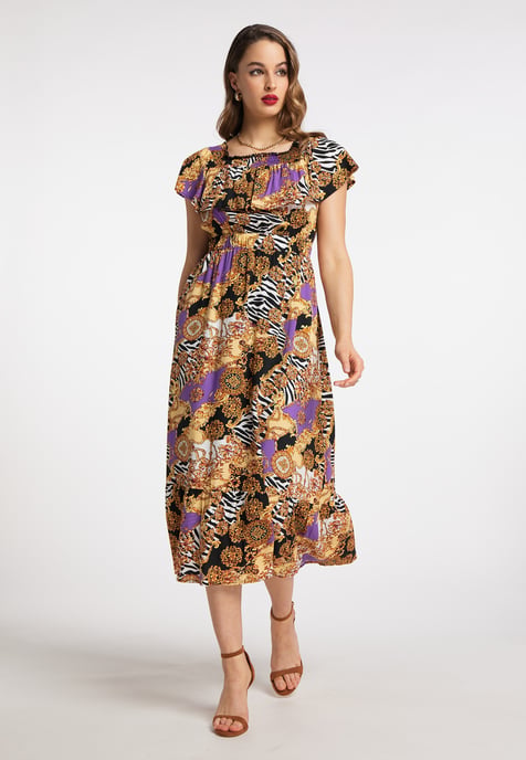 Faina midi-jurk Dames Oranje Veelkleurig - Image 4