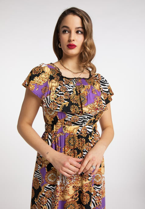 Faina midi-jurk Dames Oranje Veelkleurig - Image 5