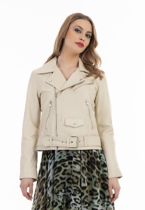 Faina Lederen jas Dames wolwit - Image 3