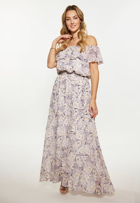 Faina Jurk Dames wit lila - Image 3