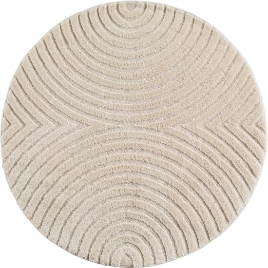 Muratap Japandi art rond scandinavisch vloerkleed laagpolig effen wit- 80 cm - Image 1