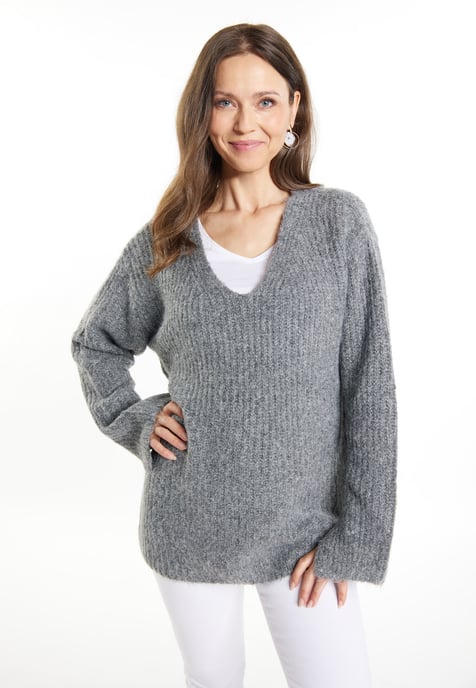 usha Knitted pullover women Grey melange - Image 3