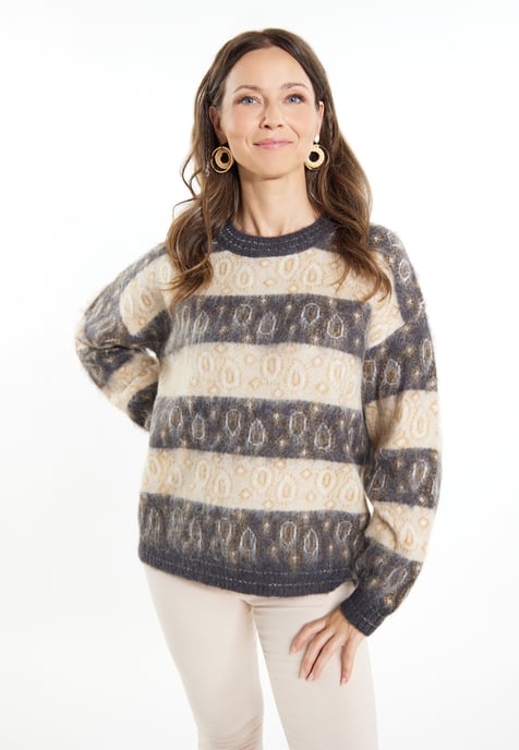 usha Gebreide trui Dames Antracietbeige veelkleurig - Image 3