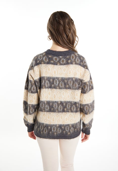 usha Gebreide trui Dames Antracietbeige veelkleurig - Image 4