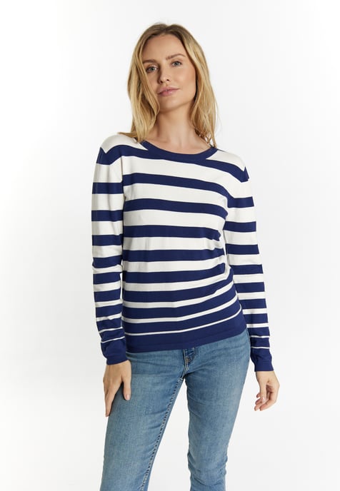 usha Gebreide trui Dames marine wol wit - Image 3