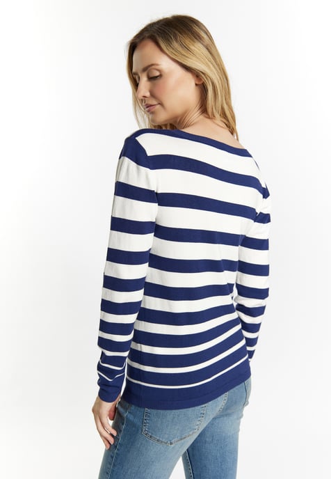 usha Gebreide trui Dames marine wol wit - Image 4