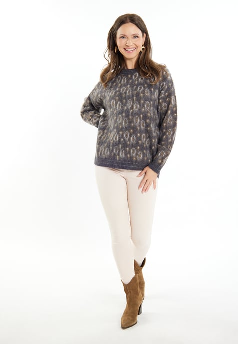 usha Gebreide trui Dames Antraciet Veelkleurig - Image 2