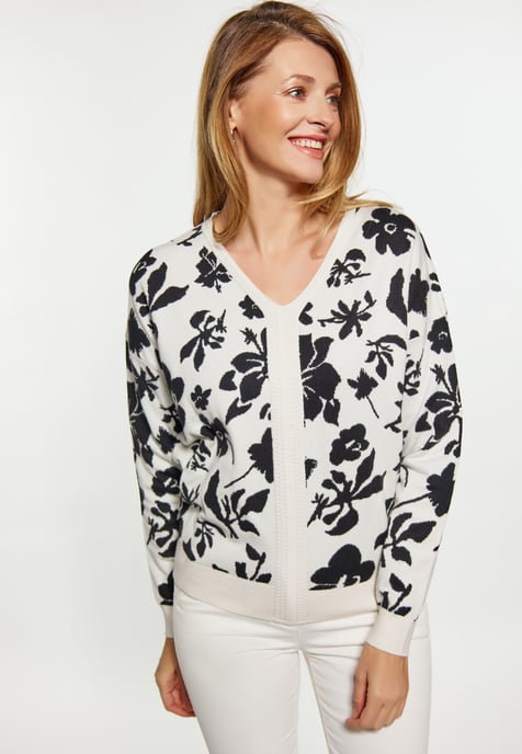 usha Jumper Dames wol wit zwart - Image 3