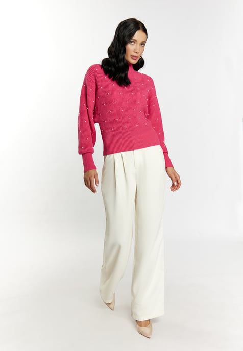 Faina Gebreide trui met kralen Dames roze - Image 2