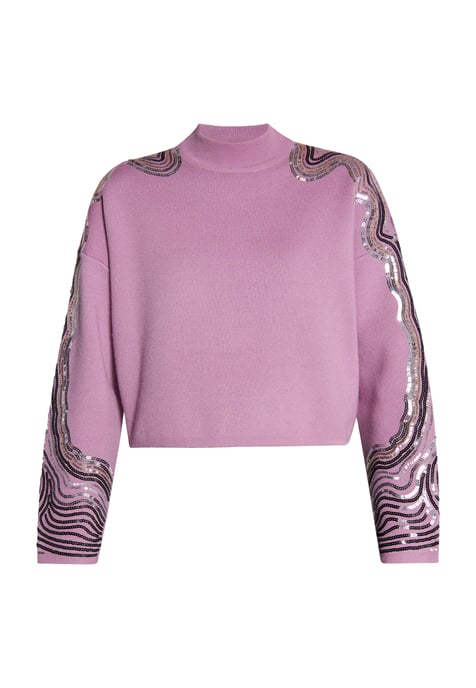 Faina Gebreide trui met pailletten Dames Mauve - Image 1