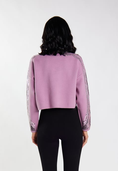 Faina Gebreide trui met pailletten Dames Mauve - Image 4