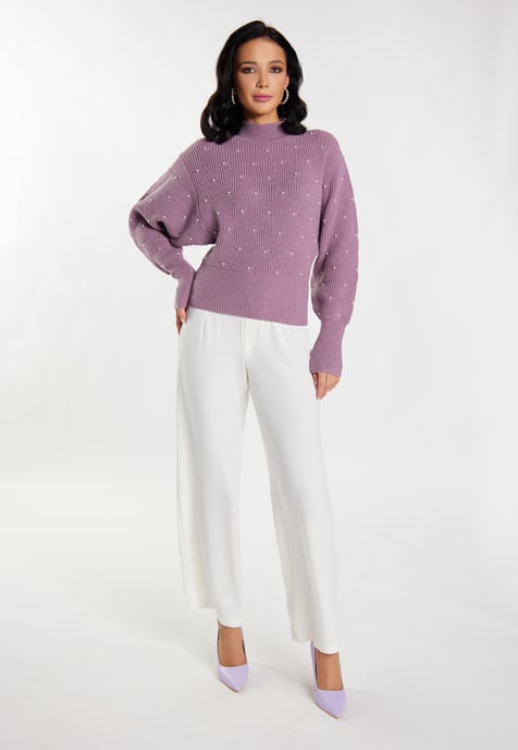 Faina Gebreide trui met kralen Dames Mauve - Image 2
