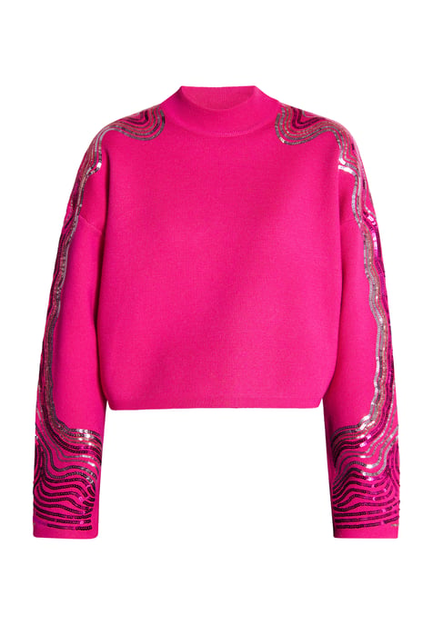 Faina Gebreide trui met pailletten Dames roze - Image 1